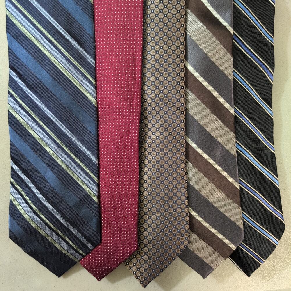 Executive Business Professional Office Tie Lot 5 100% Pure Silk Classic Neckties